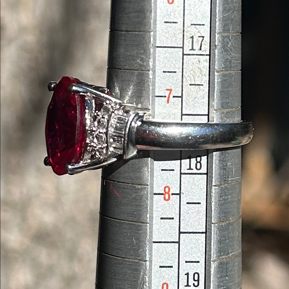 Sterling Silver Ruby White Topaz Gemstone Ring - image 7